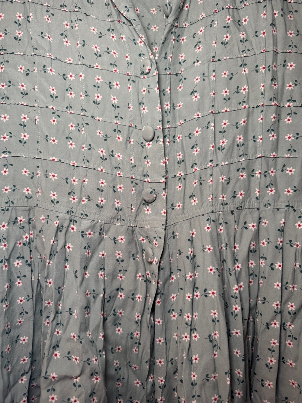 Cottagecore Karin Stevens Sage Green Floral Shirt Dress Size 10 Tie Button Front - Picture 3 of 6